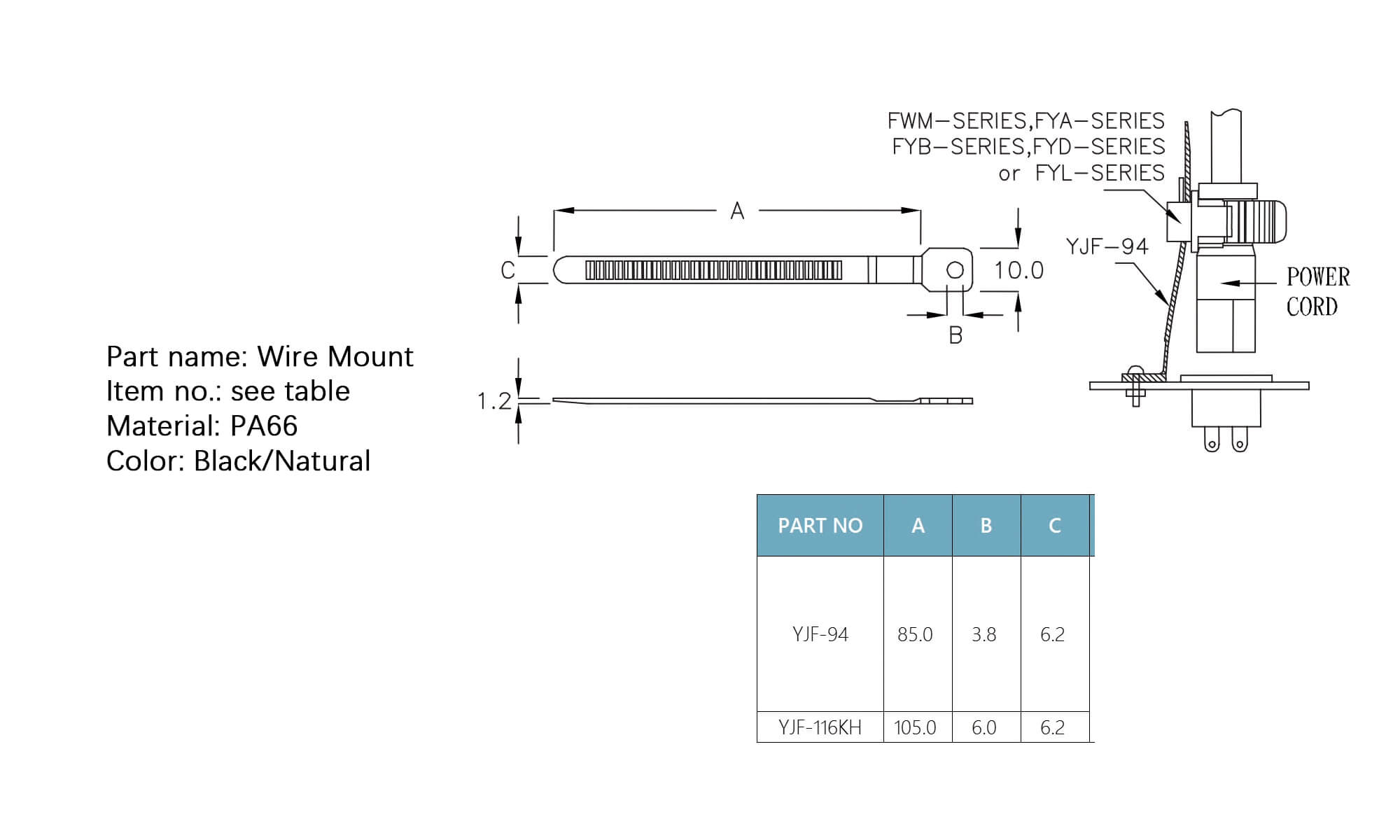 Plastic Wire Mount YJF-94